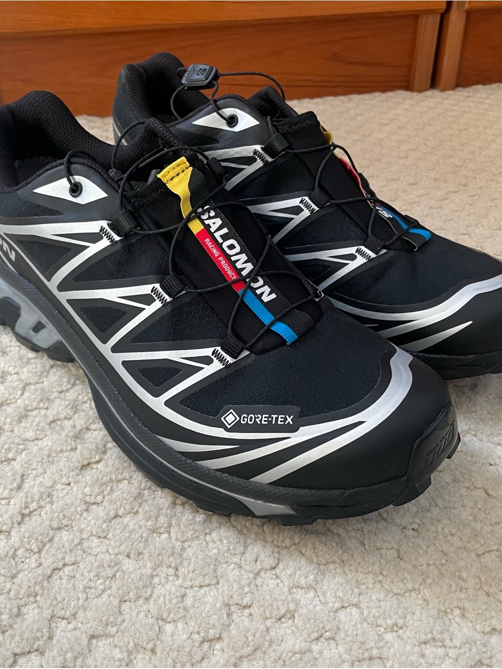 Salomon Gore‑Tex Trail Running Shoes - Black with Silver Accents
